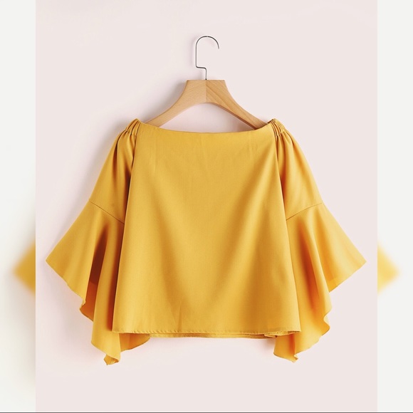 yellow flute sleeve top - Picture 2 of 2